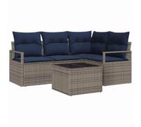 vidaXL Juego de Sofá 5 pcs Gris ratán sintético, Sofás modulares para jardín y terraza, livianos, Resistentes al Sol, Set Moderno para el Patio y Descanso