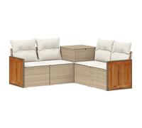 vidaXL Juego de Sofá 5 uds. Beige y Blanco Crema