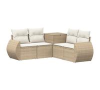 vidaXL Juego de Sofá 5 uds. Beige y Blanco Crema