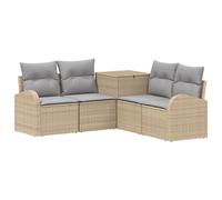 vidaXL Juego de Sofá 5 uds. Beige y Gris Claro Ratán sintético y Acero