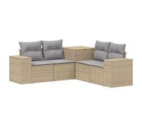 vidaXL Juego de Sofá 5 uds. Beige y Gris Claro Ratán sintético y Acero
