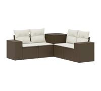 vidaXL Juego de Sofá 5 uds. Marrón y Crema Blanca