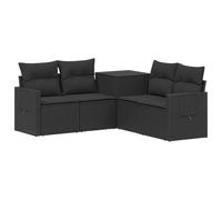 vidaXL Juego de Sofá 5 uds. Negro Ratán sintético y Acero