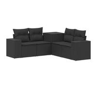 vidaXL Juego de Sofá 5 uds. Negro Ratán sintético y Acero