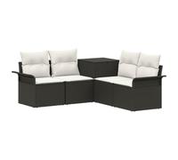 vidaXL Juego de Sofá 5 uds. Negro y Blanco Crema