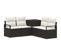 vidaXL Juego de Sofá 5 uds. Negro y Blanco Crema