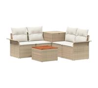 vidaXL Juego de Sofá 6 uds. 4-Número de plazas Beige y Blanco Crema