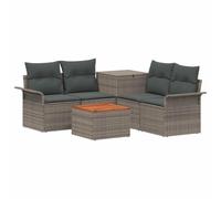 vidaXL Juego de Sofá 6 pcs 4-Número de plazas Gris y Gris Oscuro, Muebles de Jardín, Sofá Moderno para Exterior, Ratan Resistente, con Caja de Almacenamiento y Sillón