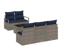 vidaXL Juego de Sofá 6 pcs Gris y Marino ratán sintético, Conjunto de Sala de jardín y terraza, sofá Rectangular, ¡Muebles duraderos y Resistentes al Sol para tu Patio