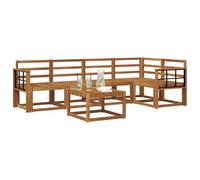 vidaXL Juego de Sofá 6 pcs Natural Madera de Acacia Sólida, Sofá de jardín, Muebles seccionales Modernos para Exteriores, Asientos duraderos para terrazas, Conjunto de Lounge cómodo para el Patio