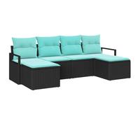 vidaXL Juego de Sofá 6 pcs Negro ratán sintético, Sofá Modular Moderno para jardín y terraza, Muebles Ligeros, Resistentes al Sol, Rattan para Exterior