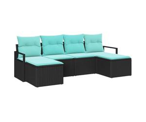 vidaXL Juego de Sofá 6 pcs Negro ratán sintético, Sofá Modular Moderno para jardín y terraza, Muebles Ligeros, Resistentes al Sol, Rattan para Exterior