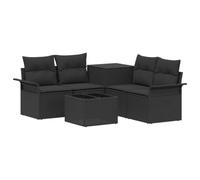 vidaXL Juego de Sofá 6 pcs 4-Número de plazas Negro, Muebles de Jardín, Sofá Moderno para Exterior, Ratan Resistente, con Caja de Almacenamiento y Sillón
