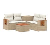 vidaXL Juego de Sofá 6 uds. Beige y Blanco Crema