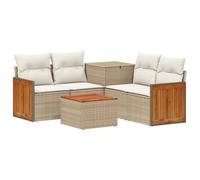 vidaXL Juego de Sofá 6 uds. Beige y Blanco Crema
