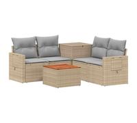 vidaXL Juego de Sofá 6 uds. Beige y Gris Claro Ratán sintético y Acero