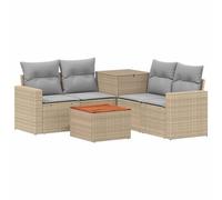 vidaXL Juego de Sofá 6 uds. Beige y Gris Claro Ratán sintético y Acero