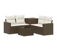 vidaXL Juego de Sofá 6 uds. Marrón y Crema Blanca