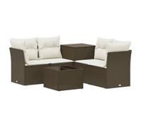 vidaXL Juego de Sofá 6 uds. Marrón y Crema Blanca