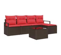 vidaXL Juego de Sofá 6 uds. Marrón y Rojo ratán sintético