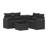 vidaXL Juego de Sofá 6 uds. Negro Ratán sintético y Acero