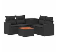 vidaXL Juego de Sofá 6 uds. Negro Ratán sintético y Acero