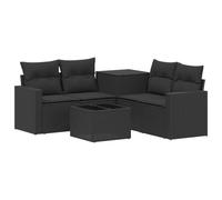 vidaXL Juego de Sofá 6 uds. Negro Ratán sintético y Acero