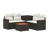 vidaXL Juego de Sofá 6 uds. Negro y Blanco Crema