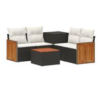 vidaXL Juego de Sofá 6 uds. Negro y Blanco Crema