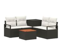 vidaXL Juego de Sofá 6 uds. Negro y Blanco Crema