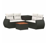 vidaXL Juego de Sofá 6 uds. Negro y Blanco Crema