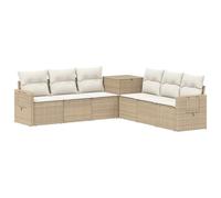 vidaXL Juego de Sofá 7 pcs Beige y Blanco Crema, Conjunto Moderno de Muebles de Jardín, Sofá de Rattán Resistente, Diseño Modular, Asientos de Patio Flexibles