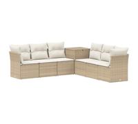 vidaXL Juego de Sofá 7 uds. Beige y Blanco Crema