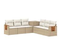 vidaXL Juego de Sofá 7 pcs Beige y Blanco Crema, Sofá Moderno para jardín, Asientos Resistentes a la Intemperie, cómodo, diseño Modular y Mueble Duradero para Patio