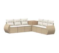 vidaXL Juego de Sofá 7 pcs Beige y Blanco Crema, Sofá Moderno para jardín, Conjunto Modular, Ideal para Relajarse en el Patio, Resistente al Clima