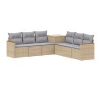 vidaXL Juego de Sofá 7 pcs Beige y Gris Claro Ratán sintético y Acero, Conjunto Sofá Moderno para Jardín, Resistente al Clima, Diseño Modular para Patio, Asientos Ajustables