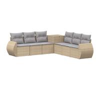 vidaXL Juego de Sofá 7 pcs Beige y Gris Claro Ratán sintético y Acero, Sofá Moderno para jardín, Conjunto Modular, Ideal para Relajarse en el Patio, Resistente al Clima