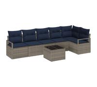 vidaXL Juego de Sofá 7 pcs Gris ratán sintético, Muebles de Jardín y Terraza, Sofá Modular, Resistente al Sol, Ligero, Ideal para Primavera