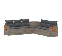 vidaXL Juego de Sofá 7 pcs Gris y Gris Oscuro Ratán sintético y Acero, Sofá Moderno para jardín, Asientos Resistentes a la Intemperie, cómodo, diseño Modular y Mueble Duradero para Patio