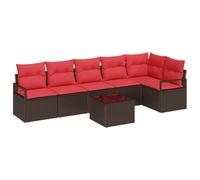 vidaXL Juego de Sofá 7 pcs Marrón ratán sintético, Muebles de Jardín y Terraza, Sofá Modular, Resistente al Sol, Ligero, Ideal para Primavera