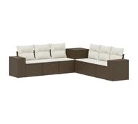 vidaXL Juego de Sofá 7 pcs Marrón y Crema Blanca, Conjunto de Sofás para Jardín Moderno, Resistente a la Intemperie, Opciones de Distribución Flexibles