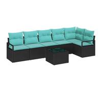 vidaXL Juego de Sofá 7 pcs Negro ratán sintético, Muebles de Jardín y Terraza, Sofá Modular, Resistente al Sol, Ligero, Ideal para Primavera