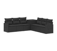 vidaXL Juego de Sofá 7 pcs Negro Ratán sintético y Acero, Conjunto Moderno de Muebles de Jardín, Sofá de Rattán Resistente, Diseño Modular, Asientos de Patio Flexibles