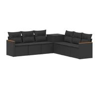vidaXL Juego de Sofá 7 pcs Negro Ratán sintético y Acero, Conjunto Sofá Moderno para Jardín, Resistente al Clima, Diseño Modular para Patio, Asientos Ajustables