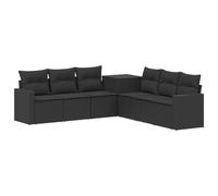 vidaXL Juego de Sofá 7 pcs Negro Ratán sintético y Acero, Juego de Jardín Moderno, Sofá Exterior, Muebles de Ratán a Prueba de Clima, Diseño Modular para Relajarse, Patio
