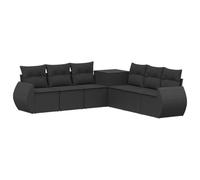 vidaXL Juego de Sofá 7 pcs Negro Ratán sintético y Acero, Sofá Moderno para jardín, Conjunto Modular, Ideal para Relajarse en el Patio, Resistente al Clima