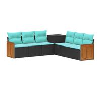 vidaXL Juego de Sofá 7 pcs Negro y Azul Ratán sintético y Acero, Sofá Modular Moderno para jardín, Resistente al Clima, Patio y Lounge Estiloso