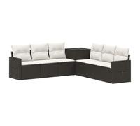 vidaXL Juego de Sofá 7 pcs Negro y Blanco Crema, Conjunto Moderno de Muebles de Jardín, Sofá de Rattán Resistente, Diseño Modular, Asientos de Patio Flexibles