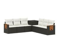 vidaXL Juego de Sofá 7 pcs Negro y Blanco Crema, Sofá Moderno para jardín, Asientos Resistentes a la Intemperie, cómodo, diseño Modular y Mueble Duradero para Patio
