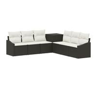 vidaXL Juego de Sofá 7 pcs Negro y Blanco Crema, Sofá Moderno para jardín, Mueble Modular de Acero, Resistente al Clima, Patio